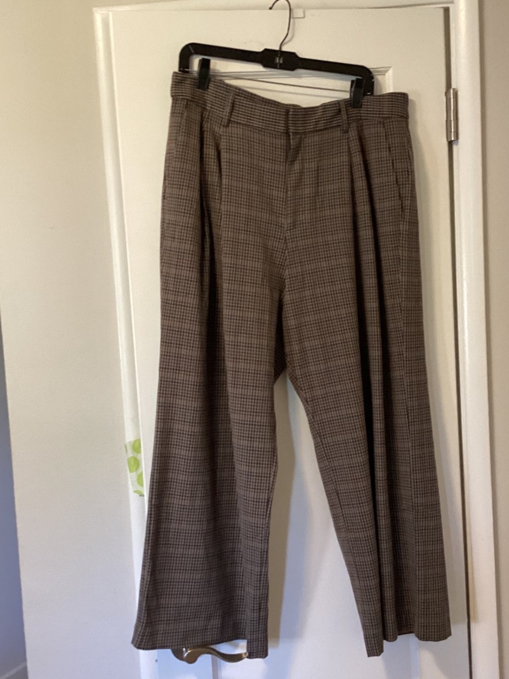 Gap size 16 petite brown houndstooth high waist wide leg trousers